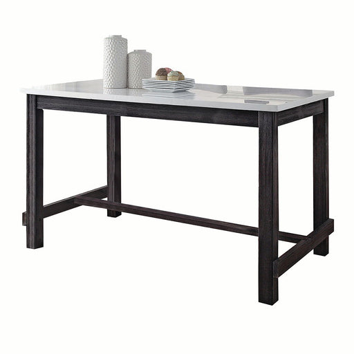 Yelena - Counter Height Table With Marble Top - Marble Top & Weathered Espresso ACME