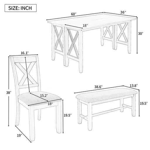 6 Piece Family Dining Room Set, Space Saving Foldable Table And 4 Chairs With Bench Hearth and Haven