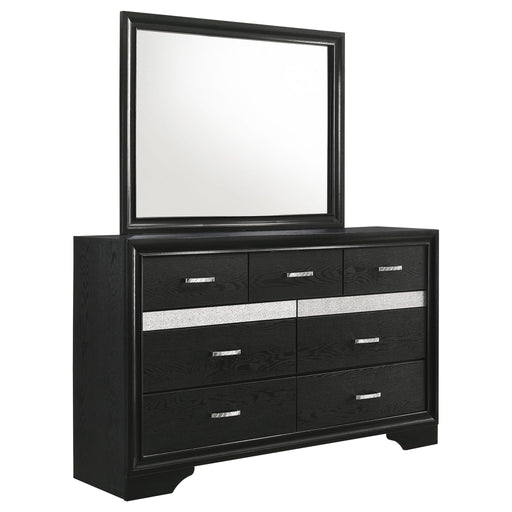 Annie - 7 Drawer Dresser With Mirror - Black Furniture Max