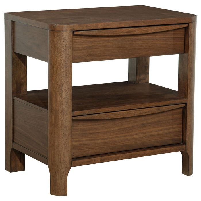Verona - 2 Drawer Bedside Table With Hidden Storage - Walnut Furniture Max