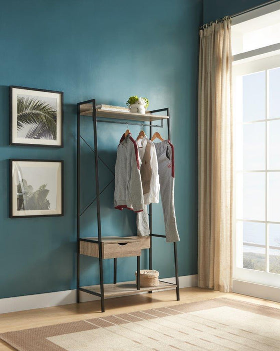 Metal Clothes Rack Open Wardrobe Free Standing With One Drawer Hanging Clothes Rod