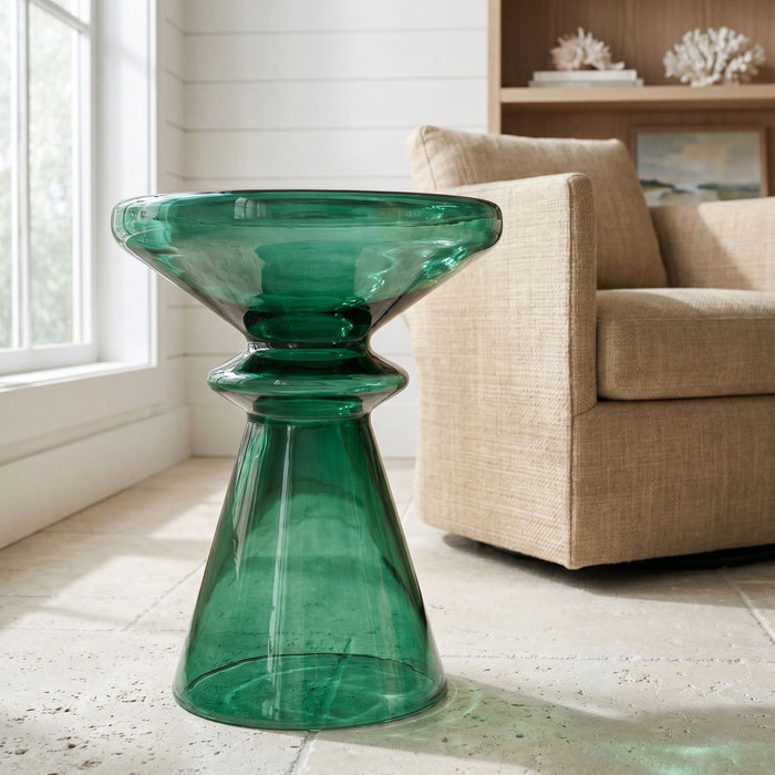 Aventura - Sculptural Blown Glass Accent Table - Green Ridgecrest Home