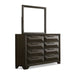 Dresser With Mirror Beveled Bracket Feet Handles 8 Drawers - Espresso Home Essentials