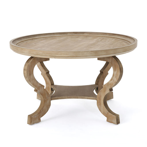 Elegant Coffee Table With Rimmed Top And Curved Design Noble House