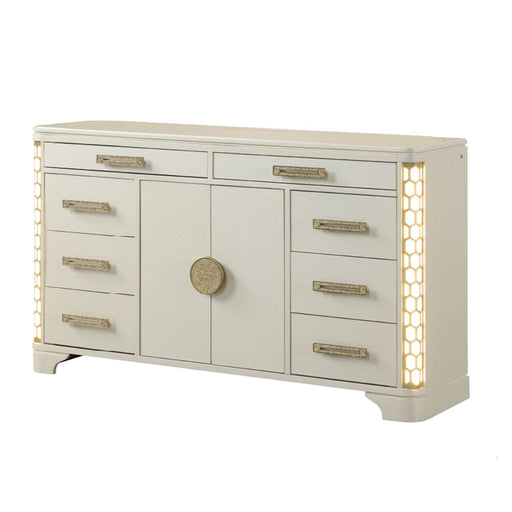 Jasmine - 8 Drawer Dresser With Side LED Lightning - Beige Matrix Furniture Group