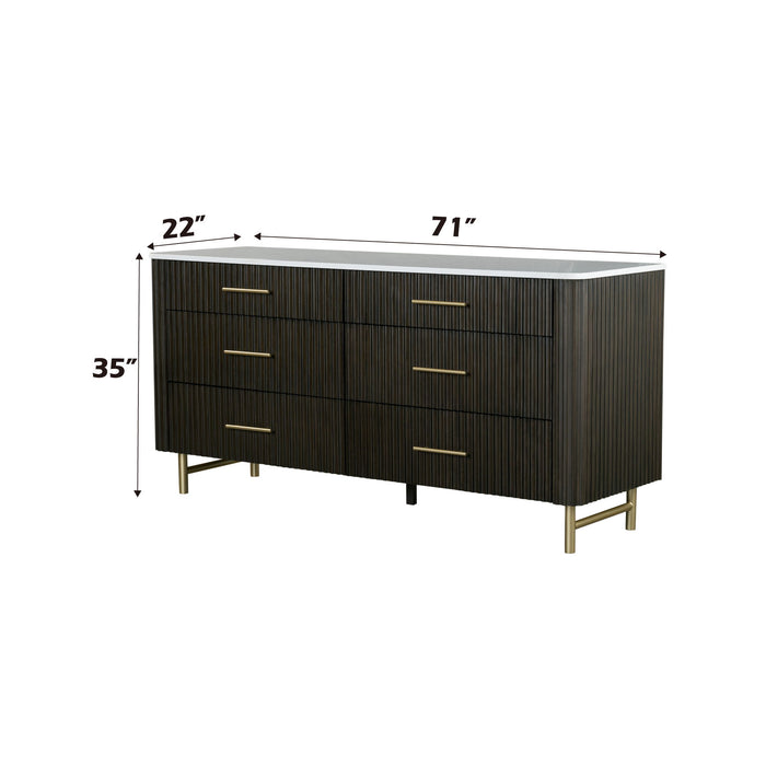 Clayten - Dresser - Espresso / White Marble Home Essentials