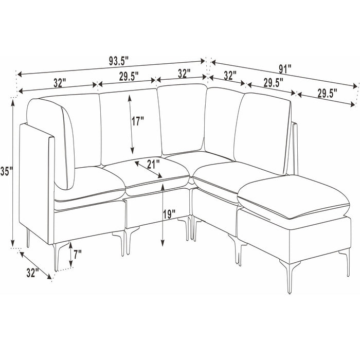Upholstered Modular Sectional & Tall Legs Home Essentials