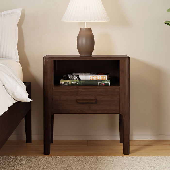 Modern Nightstand With Drawer And Open Shelf Hearth and Haven