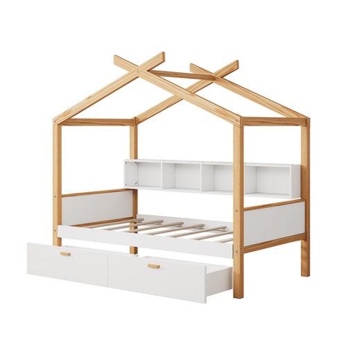 House Bed With Bookshelf Storage Hearth and Haven