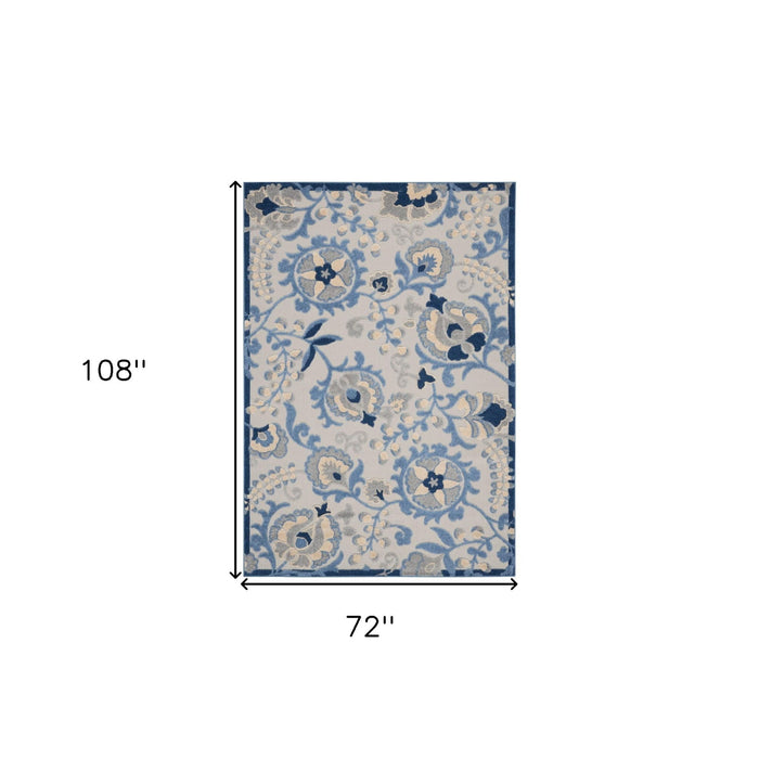 6' X 9' Toile Non Skid Indoor / Outdoor Area Rug - Blue / Gray