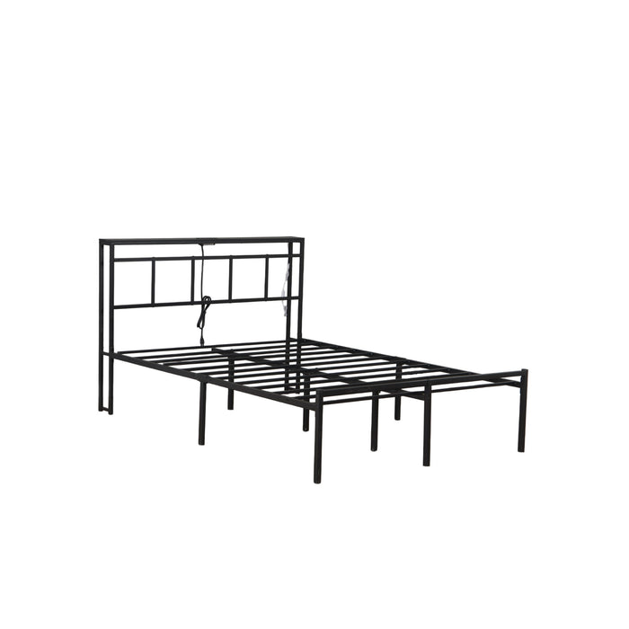 Bed Frame With Storage Headboard With USB C, Type C And LED Light Home Essentials