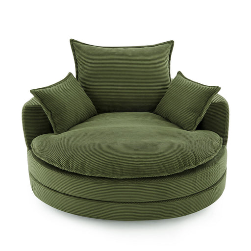 360° Swivel Accent Barrel Chair With Dual Layer Cushion And 3 Removable Pillows Hearth and Haven
