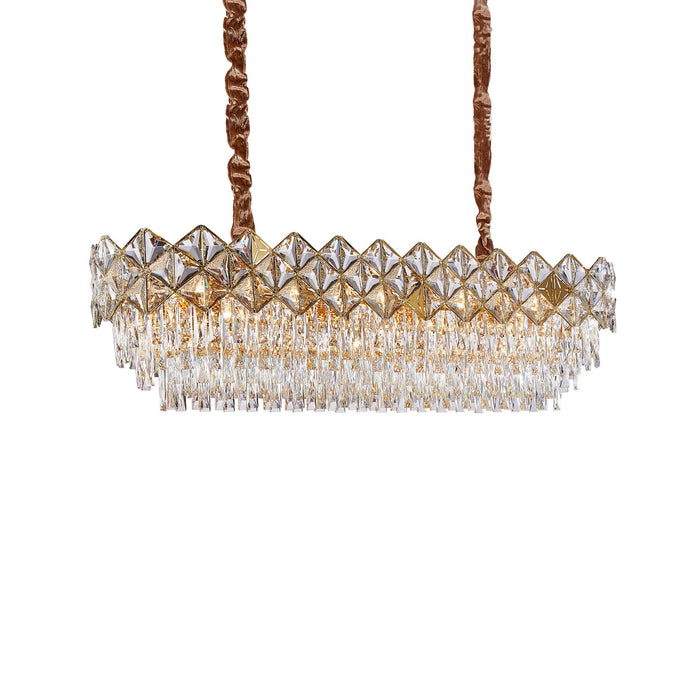 Michael Amini Lighting - Regalia 16-Light Rectangular Crystal Chandelier - Gold Michael Amini