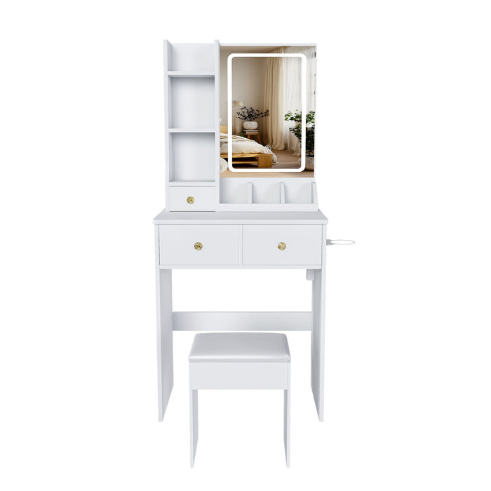 Modern Small Vanity Desk With 3 LED Lighting Modes, 3 Drawers Home Essentials