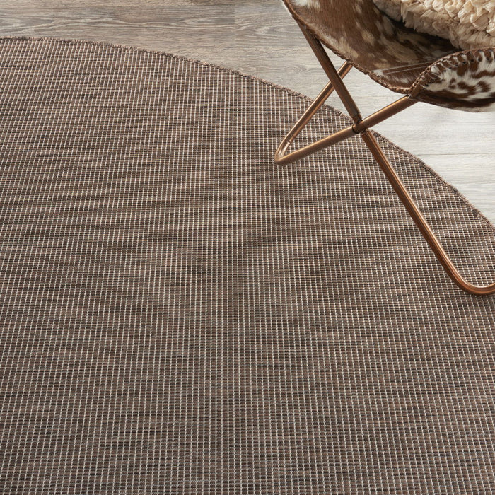 8' Round Power Loom Area Rug - Brown