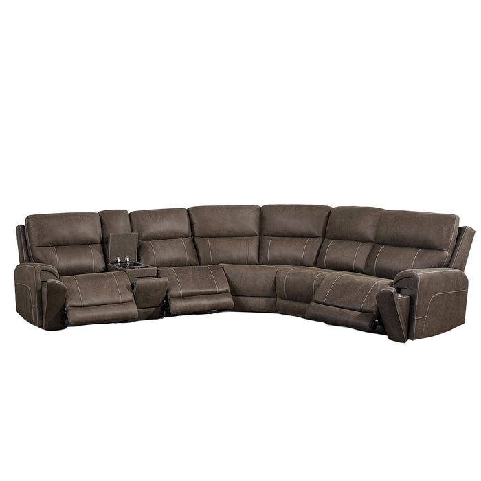 Gaia - 6 Piece P2 Power Sectional - Brown New Classic