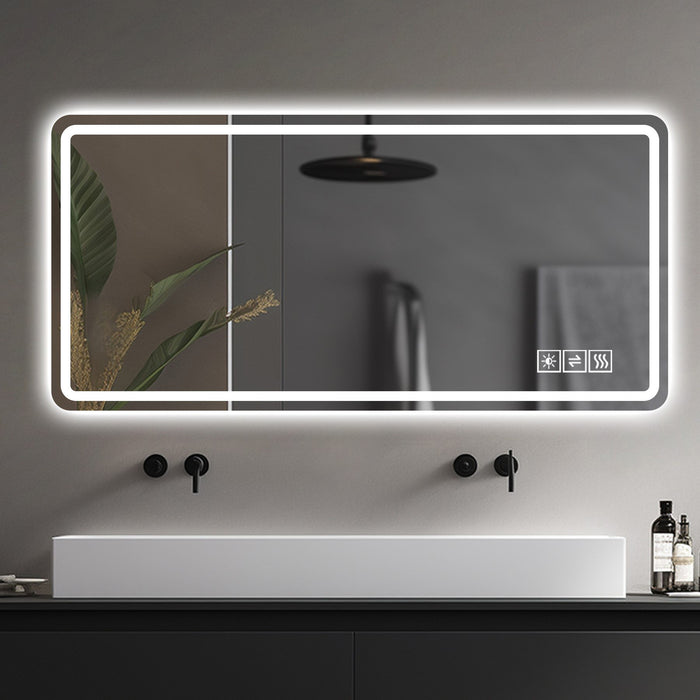LED Bathroom Mirror, Anti Explosion Glass, Rust Resistant, Anti Fog, Tri Color Daily Nest