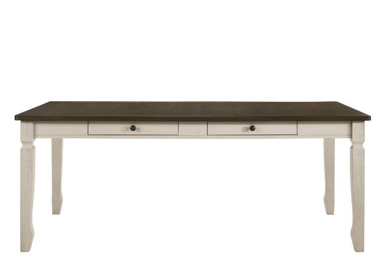 Fedele - Dining Table - Weathered Oak & Cream ACME
