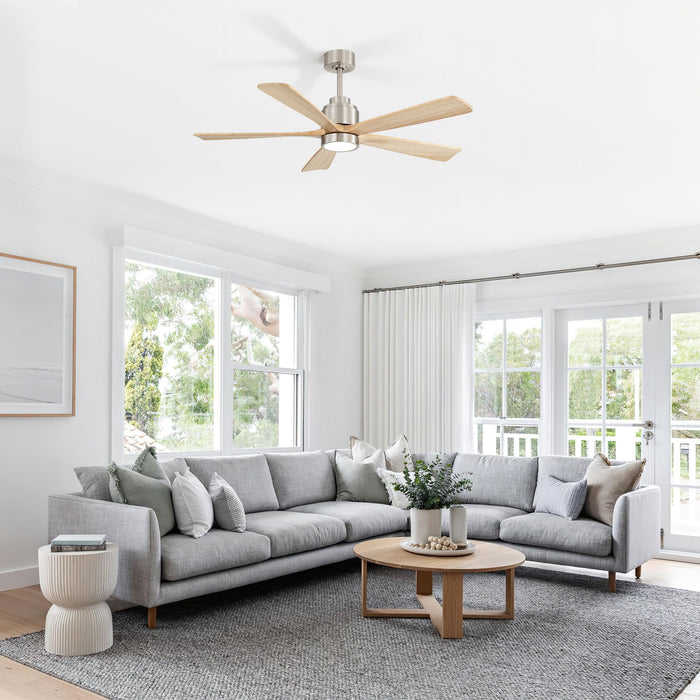 52" Ceiling Fan With Remote Control, Dimmable 3 Color Temperature LED Light, Quiet Reversible DC Motor Daily Nest