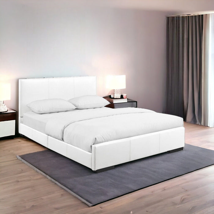 Upholstered King Platform Bed - White