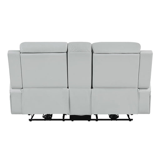 Elonzo - Power Motion Loveseat With Console, LED, Power Headrest & Speaker - Light Gray ACME