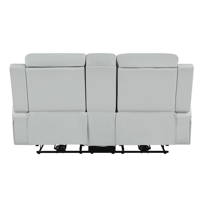 Elonzo - Power Motion Loveseat With Console, LED, Power Headrest & Speaker - Light Gray ACME