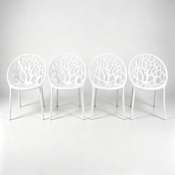Dining Chair, Transparent Shell Design For Home (Set of 4) - White Home Essentials