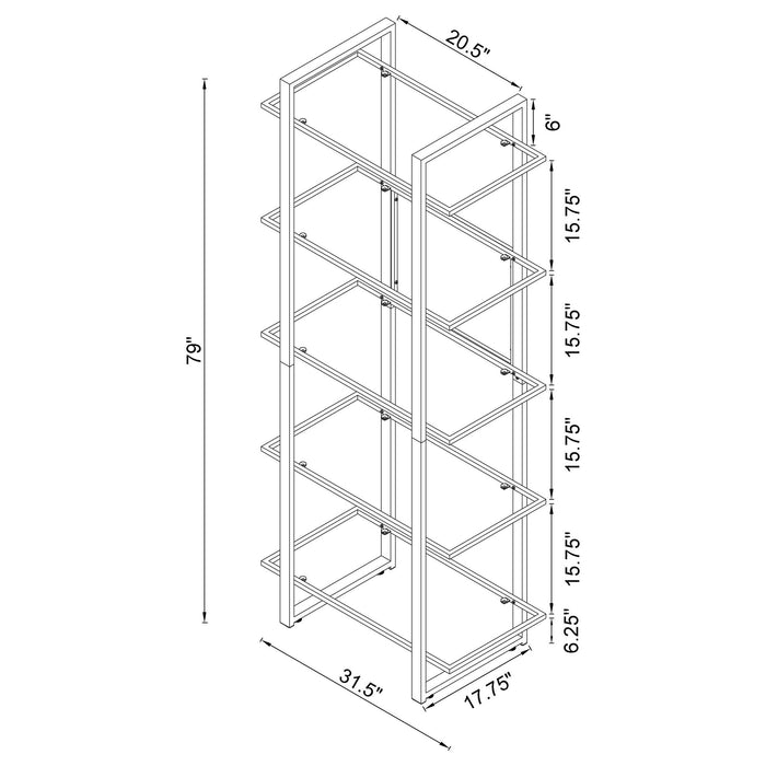 Colfax - 5 Shelf Bookshelf - Clear Furniture Max