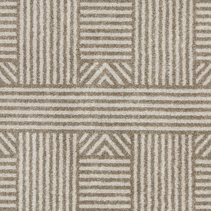 8' X 11' Machine Woven UV Treated Abstract Lines Indoor / Outdoor Area Rug - Beige