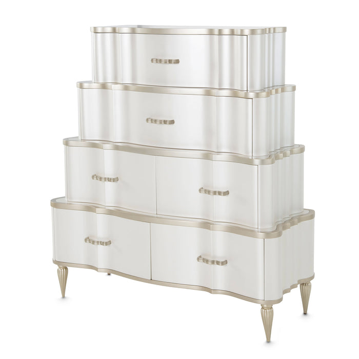 London Place - 6-Drawer Tiered Chest - Creamy Pearl Michael Amini