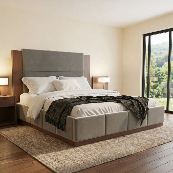 Modern Upholstered Platform Bed With Extended Headboard Hearth and Haven