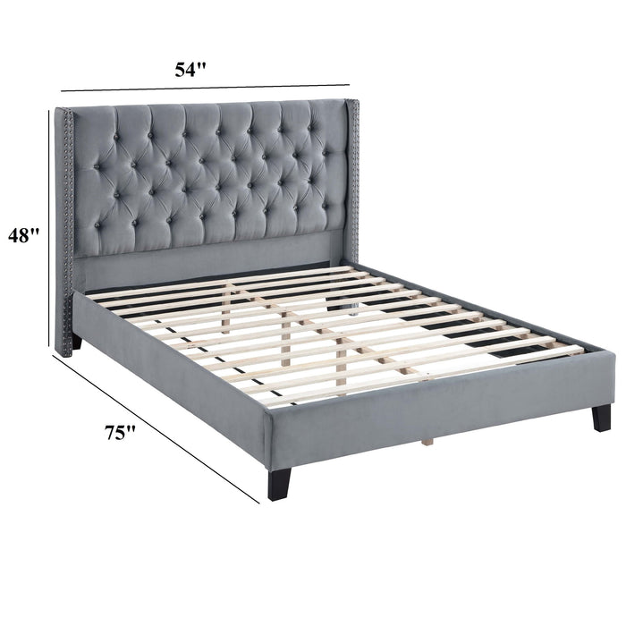 Modern Diamond Tufted Headboard Bed With Nailhead Trim Home Essentials