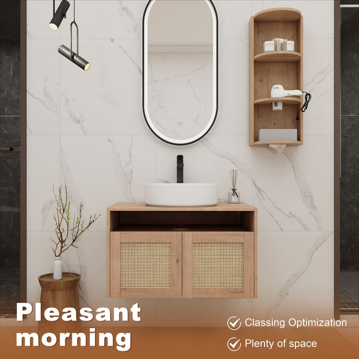 Bathroom Vanity With Art Sink And Storage Rack, Float Mounting Design Home Essentials