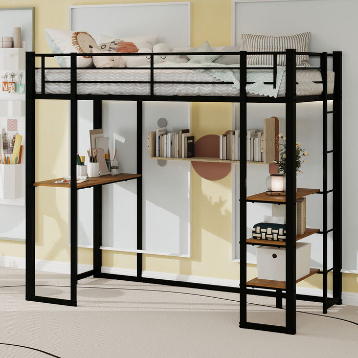 Bunk Bed With L-Shaped Desk And Dual Side Stairs Home Essentials