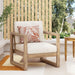 Outdoor Acacia Wood Patio Club Chair, Wood Patio Furniture, Waterproof Thick Cushion Deep Seating For Porch - Brown Wash / Beige Noble House