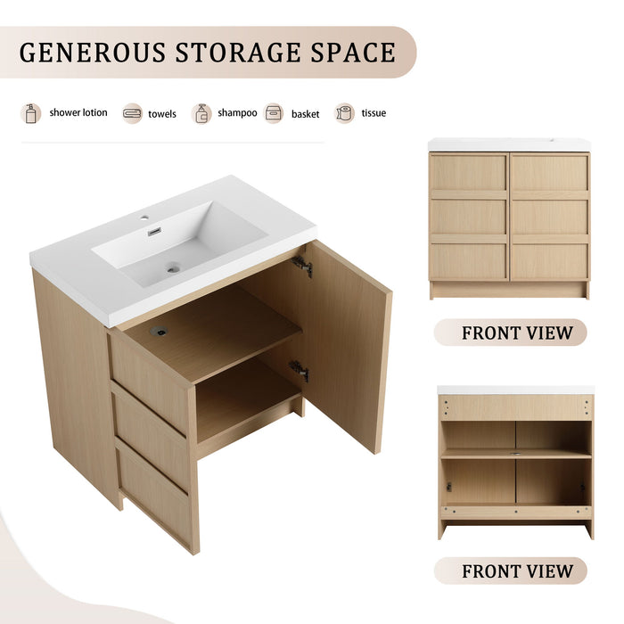 Freestanding Bathroom Vanity With Sink & 2 Soft Close Cabinet Doors Home Essentials