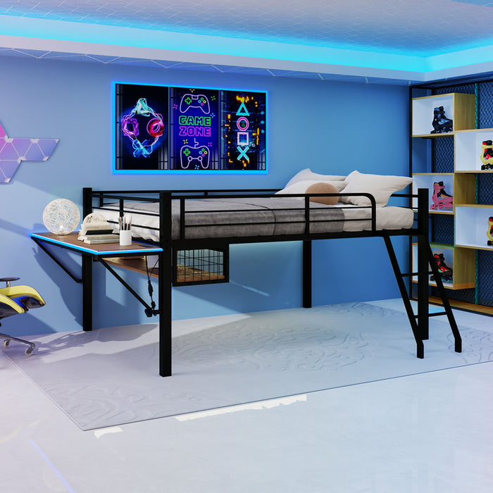 Loft Bed With Built In Desk, LED Light Strip Home Essentials