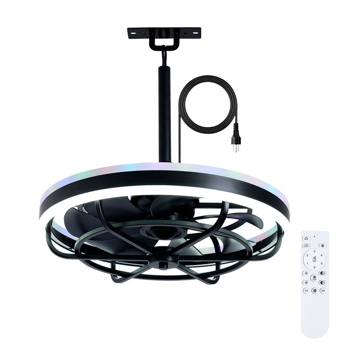 Ceiling Fan Light LED Light Source And Remote Control, 3000 - 6500K Dimmable LED Fan Light, 6 Speeds, For Living Room - Matte Black Daily Nest