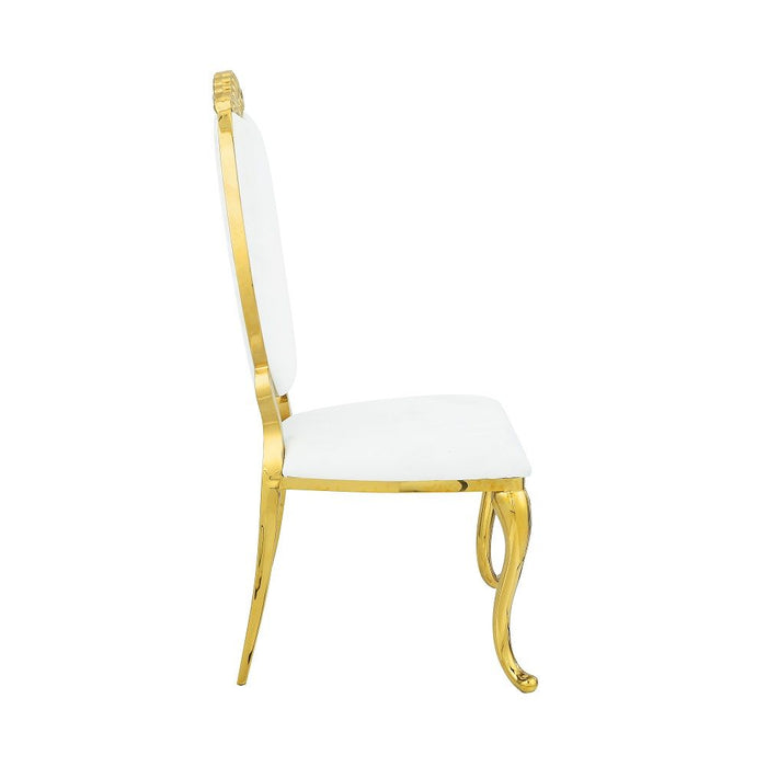 Fallon - Side Chair Set of 2) - White Velvet & Mirrored Gold
