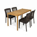 5 Piece Patio Dining Set With Chairs, Outdoor Furniture - Brown Multi / Light Teak Noble House