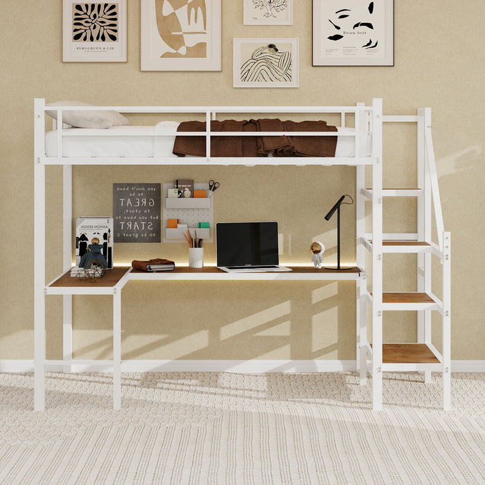 Loft Bed With L-Shaped Desk, Large Storage Space Home Essentials
