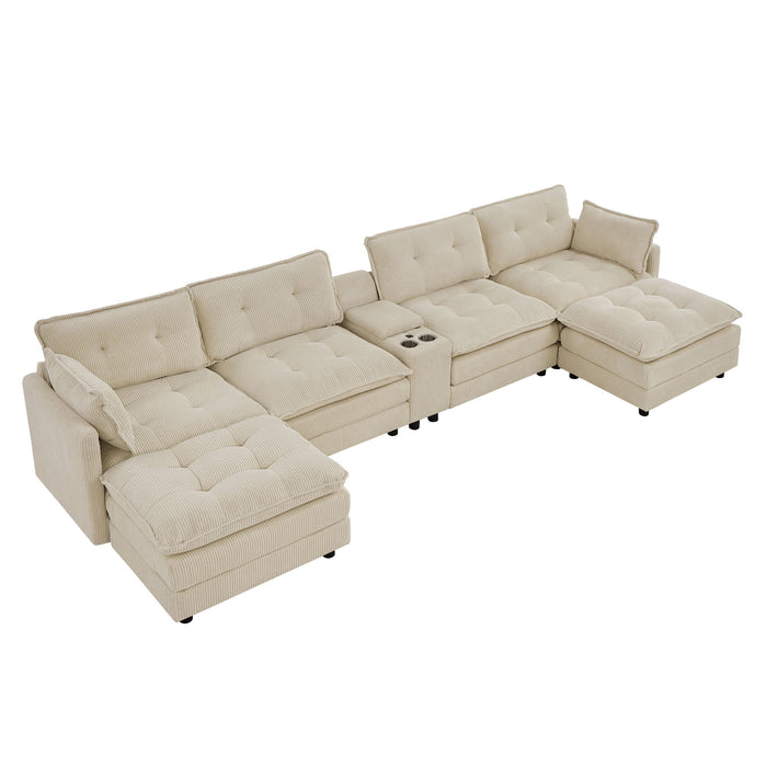Oversized Modular Sectional Sofa With Multi Functional Console Home Essentials