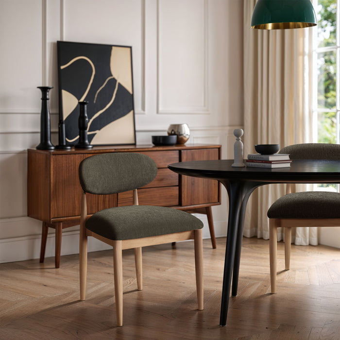 Riccio - Fabric Dining Side Chair (Set of 2) - Natural Frame Meridian Furniture