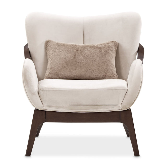 Camellia Field - Velvet Accent Chair - Beige / Dark Brown