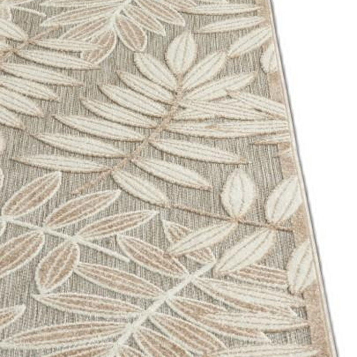 2' X 8' Floral Outdoor / Indoor Area Rug - Gray / Ivory