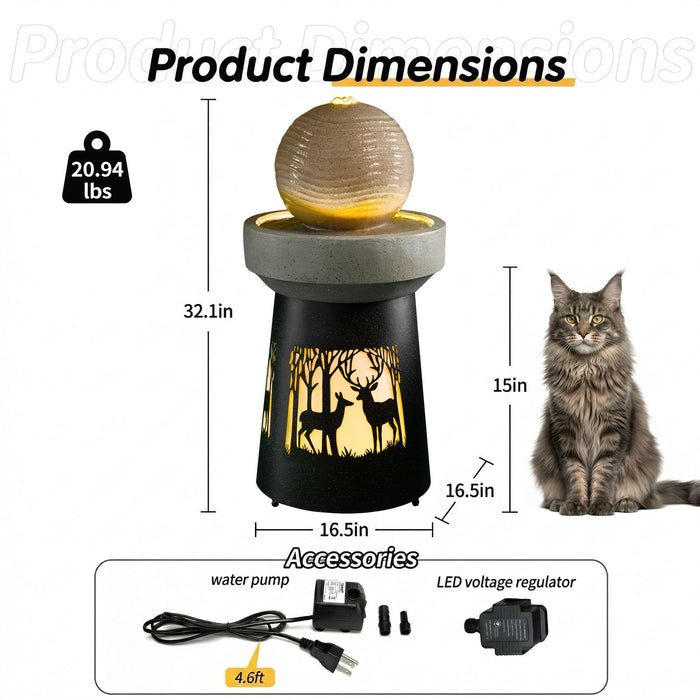 Outdoor Garden Lantern With Warm LED Light Deer Silhouette Decorative Landscape Light For Patio - White / Gray Daily Nest