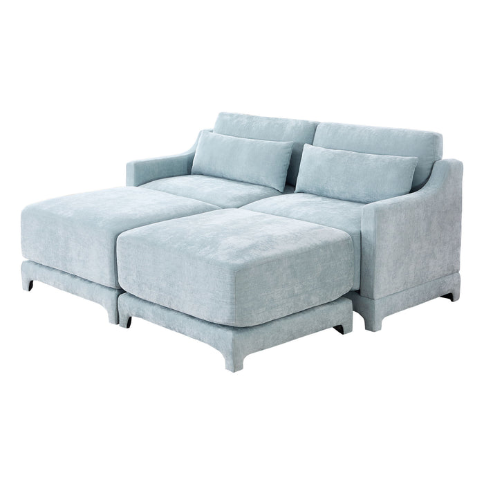 Stylish Sofa With Ottoman And Lumbar Pillows, Ergonomic Design Home Essentials