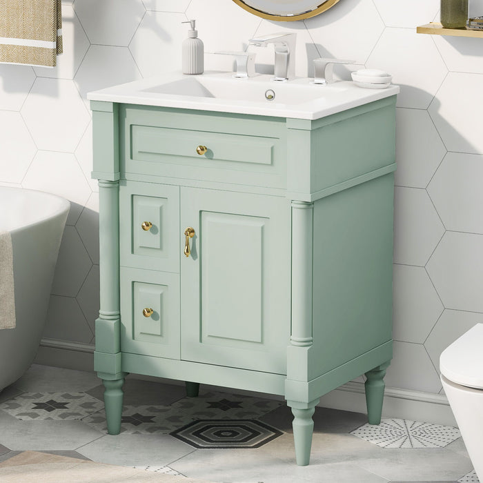 Freestanding Bathroom Vanity With Sink, Adjustable Shelf & Flip Drawer Hearth and Haven