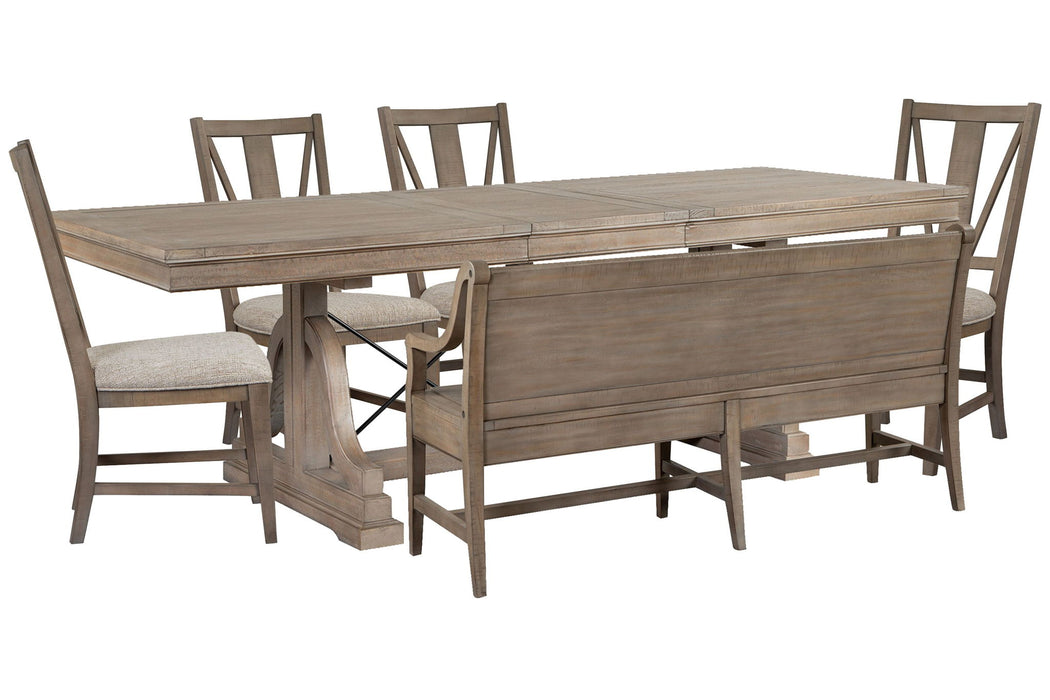 Paxton Place - Extendable Trestle Dining Table Set Magnussen Furniture