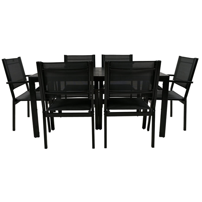 U - Style High - Quality Steel Outdoor Table And Chair Set, Suitable For Patio, Balcony, Backyard - Black